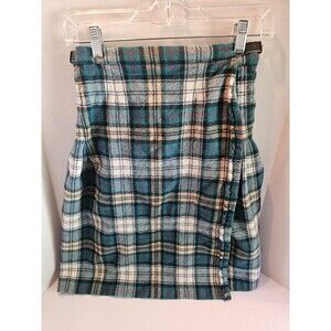 VTG Pitlochry Knitwear 100% Wool Plaid Pleated Tartan Kilt Skirt Scotland Sz 14